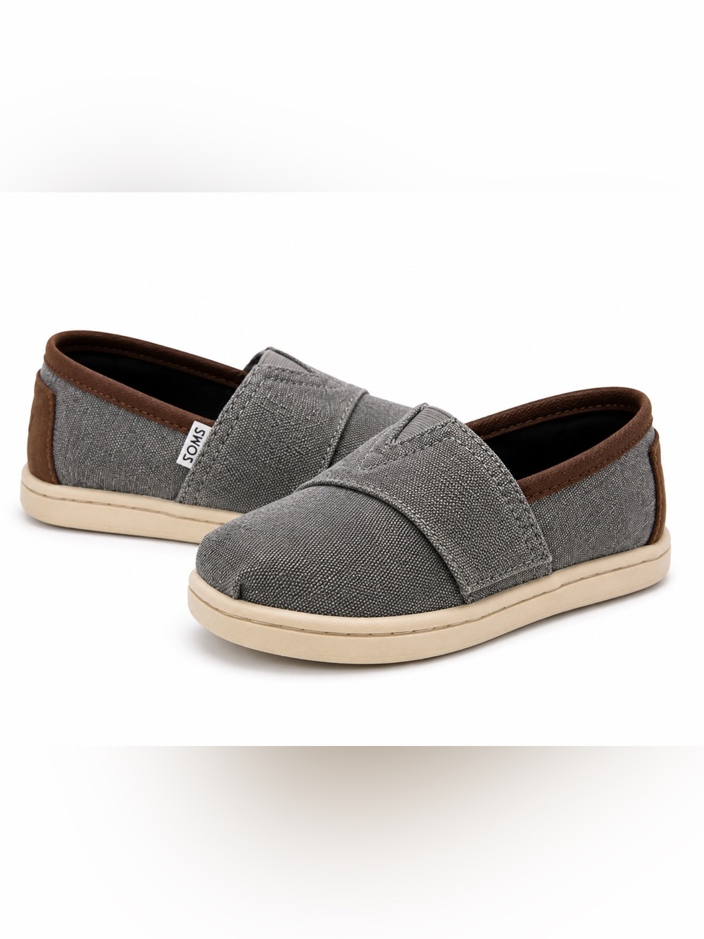 TOMS Alpargata Classic Toddler Shoes Drizzle Grey Canvas Slip On Sneakers